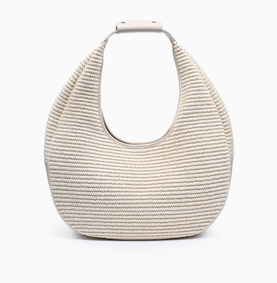 Textured Woven Crescent Hobo Shoulder Bag
