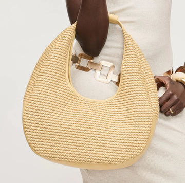 Textured Woven Crescent Hobo Shoulder Bag