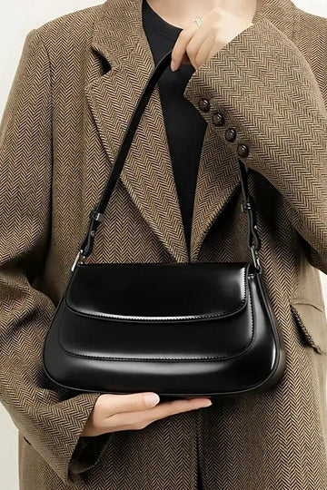 Polished Curved Flap Adjustable Shoulder Bag