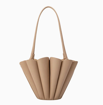 Petal Pleated Floral Structured Shoulder Handbag