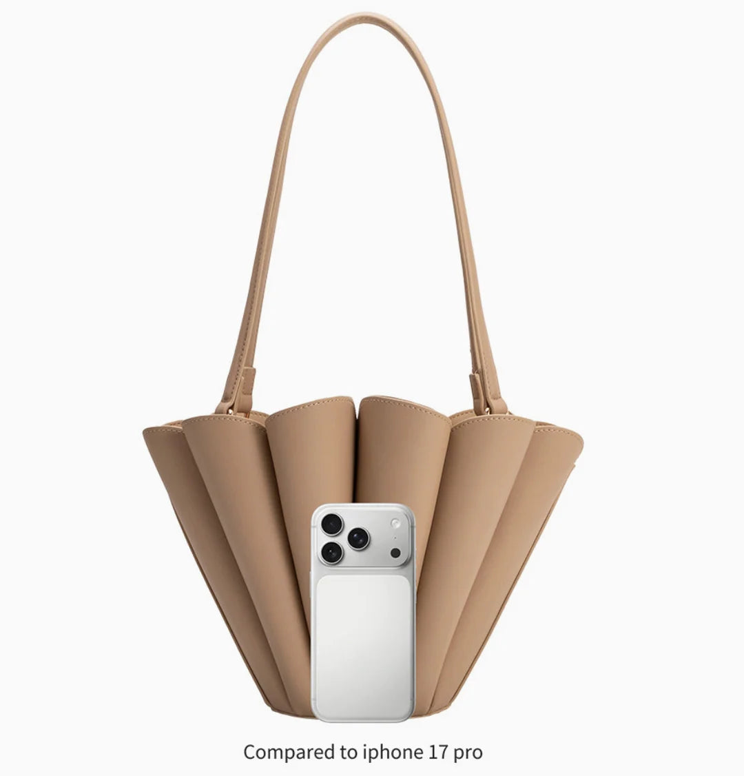 Petal Pleated Floral Structured Shoulder Handbag