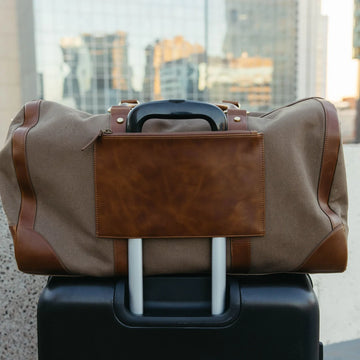 Canvas Leather Trim Convertible Garment Travel Duffel Bag