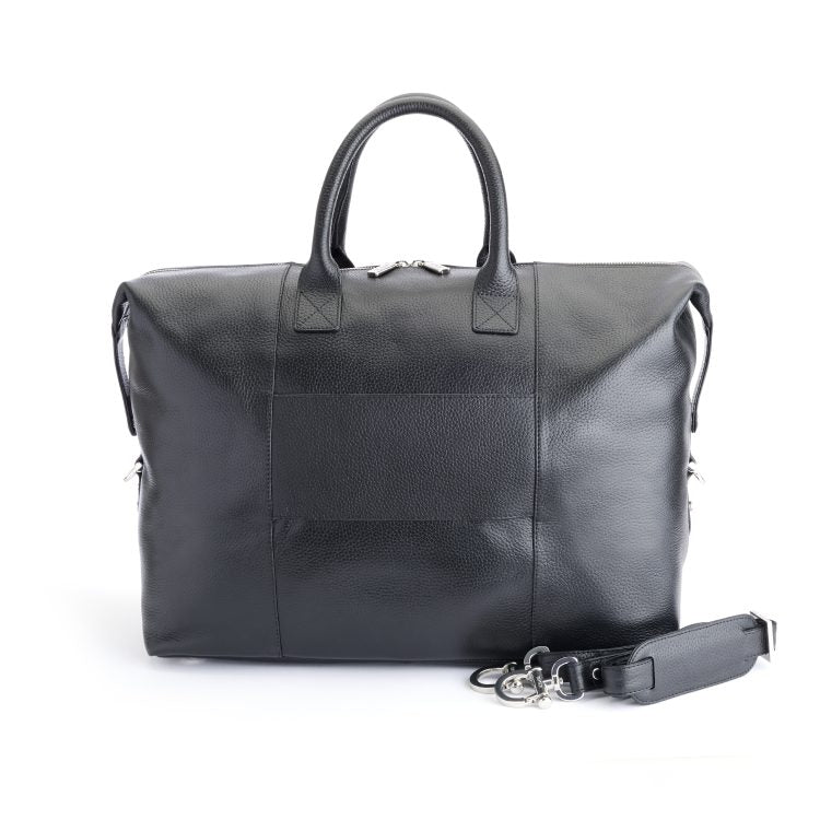 Pebble Grain Leather Convertible Weekender Duffle Bag