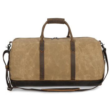 Waxed Canvas Crazy Horse Leather Trim Travel Duffle Bag