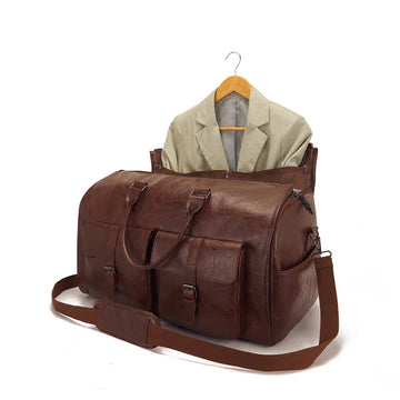 Convertible Faux Leather Garment Duffel Travel Bag