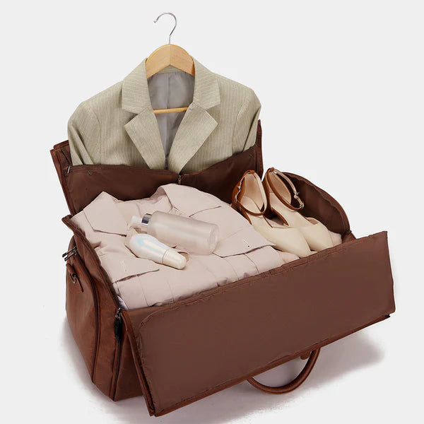 Convertible Faux Leather Garment Duffel Travel Bag