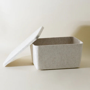 Lidded Soft Felt Stackable Storage Organizer Bin