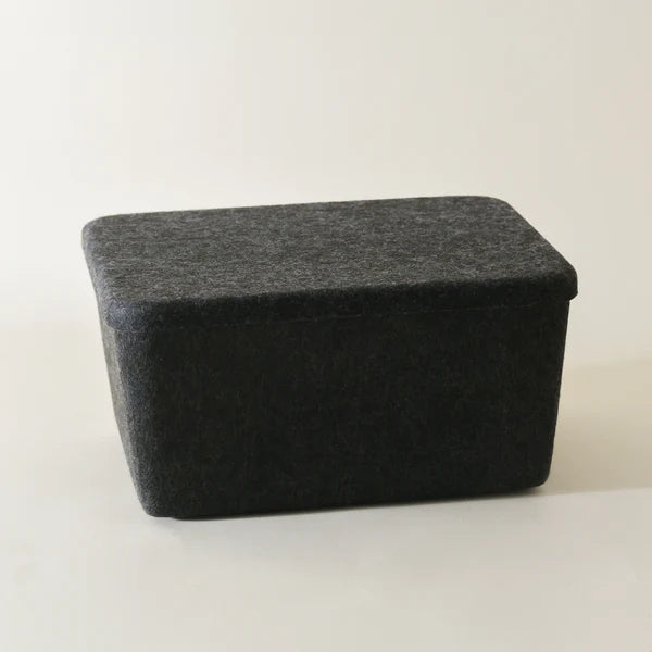 Lidded Soft Felt Stackable Storage Organizer Bin